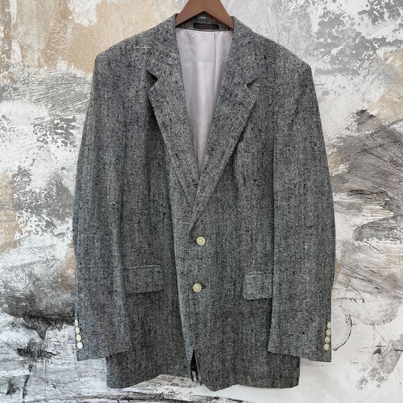 Vintage Courtenay Tweed Style Mens Blazer XL 80s 90s Mens Blazer Wool Blend VTG - Picture 2 of 16